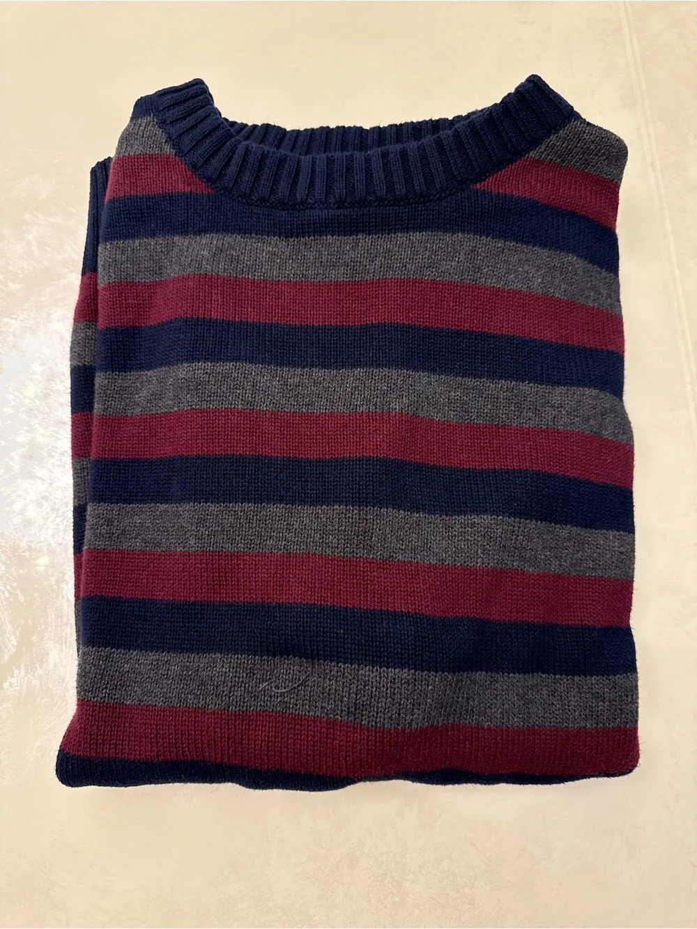 Croft and barrow Men's Striped Crewneck Sweater - Red, Navy & Gray